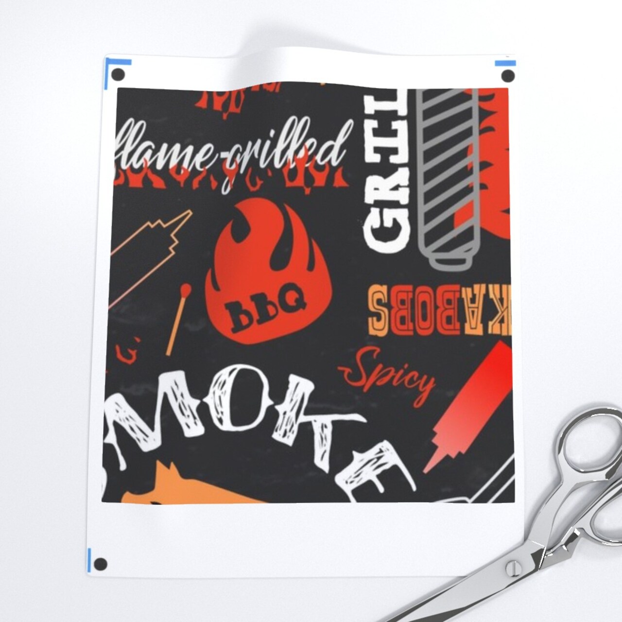 Black Summer Bbq Fire Custom Printed Fabric by Spoonflower Various Fabrics by the Yard or Fat Quarter
